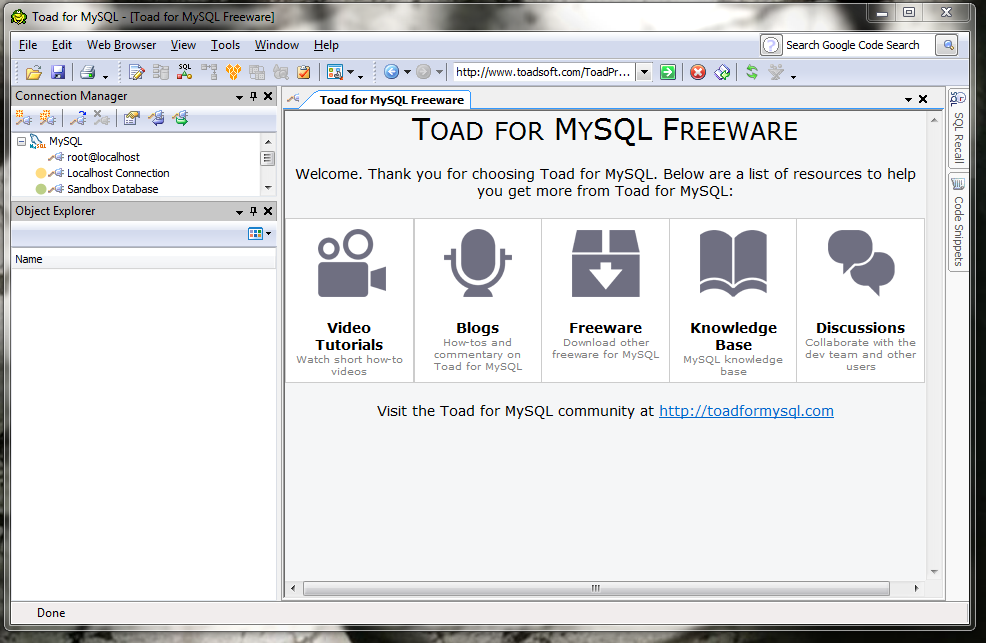 Toad Software Freeware